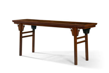 A HUAMU-INSET HUANGHUALI RECESSED-LEG TABLE