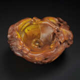 A SMALL CARVED AMBER MAGNOLIA-FORM WATER POT - photo 4