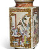 A RARE AND FINELY DECORATED FAMILLE ROSE CONG-FORM VASE WITH FIGURAL PANELS - photo 1