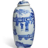 A BLUE AND WHITE OVOID JAR AND A COVER - photo 1