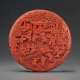 A RARE AND FINELY CARVED RED LACQUER `HUNDRED BOYS’ CIRCULAR BOX AND COVER - фото 4