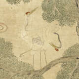 AN EXCEPTIONALLY RARE TWELVE-PANEL EMBROIDERED AND PAINTED `DEER AND CRANE` SCREEN - photo 2