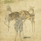 AN EXCEPTIONALLY RARE TWELVE-PANEL EMBROIDERED AND PAINTED `DEER AND CRANE` SCREEN - photo 5