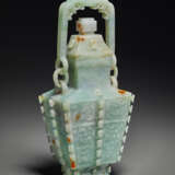 A JADEITE HANGING VASE AND COVER - photo 5