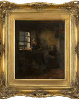 Interieur mit Bäuerinnen und Kindern