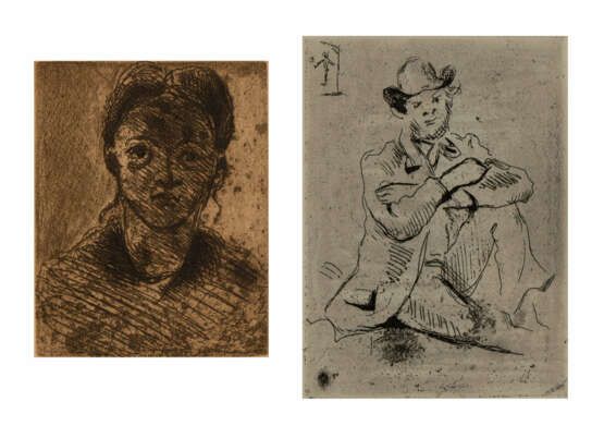 Paar Grafiken, Portrait du peintre A. Guillaumin au pendu und Tête du jeune fille - photo 1