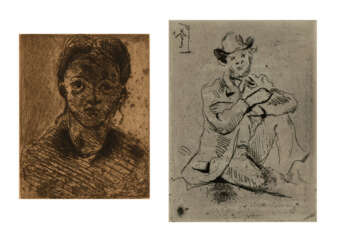 Paar Grafiken, Portrait du peintre A. Guillaumin au pendu und Tête du jeune fille