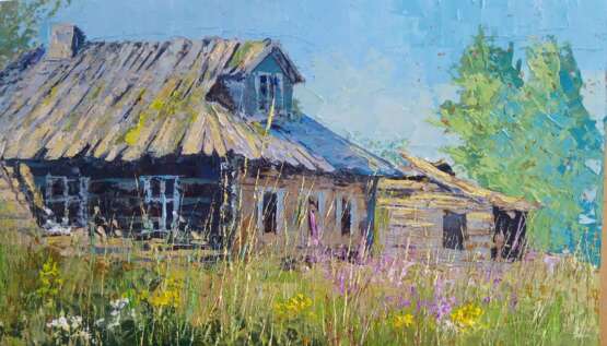 Peinture «Старый дом», Carton, Impressionnisme, деревенский пейзаж, Russie, 2022 - photo 1