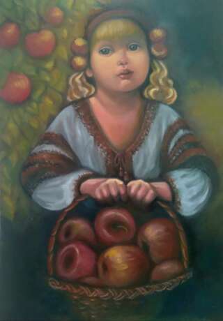 Ангел с яблочками Холст на подрамнике Лессировка Академический портрет Портрет Украина 2022 г. - фото 1