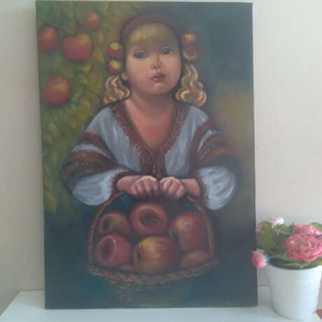 Ангел с яблочками Холст на подрамнике Лессировка Академический портрет Портрет Украина 2022 г. - фото 2