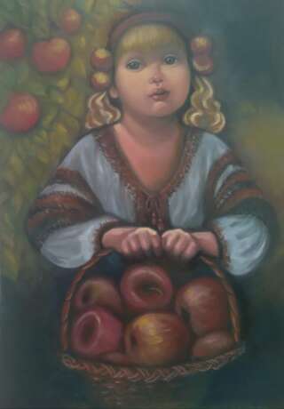 Ангел с яблочками Холст на подрамнике Лессировка Академический портрет Портрет Украина 2022 г. - фото 3