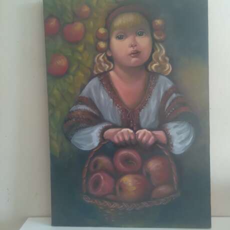 Ангел с яблочками Холст на подрамнике Лессировка Академический портрет Портрет Украина 2022 г. - фото 6