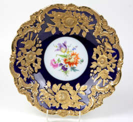 Meissen Kobalt Prunkschale *Blumenbouquet*