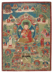 A LARGE PAINTING OF A TIBETAN LAMA