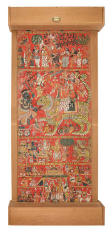 AN IMPRESSIVELY LARGE SCROLL PAINTING OF THE MARKANDEYA PURANA - Foto 5
