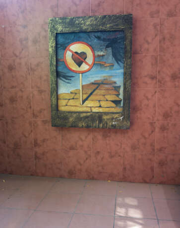Итог или Любить запрещено Canvas on cardboard Oil Surrealism Mountain landscape Ukraine 2012 - photo 3