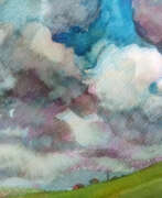 Watercolor pencil. Пейзаж акварелью "Небо над Чусовой"