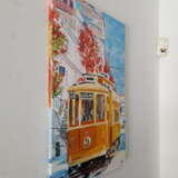 Городской трамвай Canvas on the subframe Acrylic and oil on canvas Impressionism Cityscape Portugal 2022 - photo 3