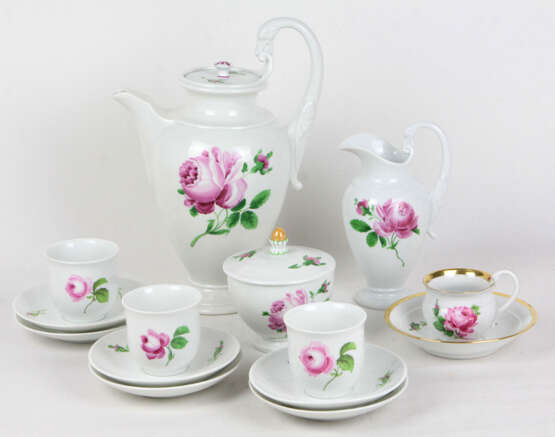 Meissen Schwanenhenkel Kaffeekern *Rote Rose* - фото 1