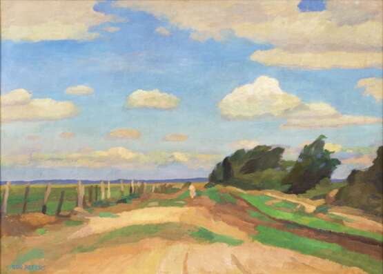 Udo Peters (Hannover 1884 - Worpswede 1964). Weite Landschaft, hoher Himmel. - Foto 1