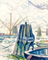 Rolf Nesch (Oberesslingen 1893 - Oslo 1975). Im Hafen.