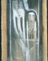 Karl Ballmer (Aarau/Schweiz 1891 - Lamone/Lugano 1958). Elefant und Figur - Weiß.