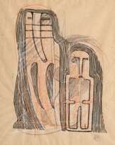 Karl Ballmer (Aarau/Schweiz 1891 - Lamone/Lugano 1958). Elefant und Figur - Rot.