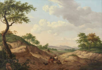 Dionys van Dongen (Dordrecht 1748 - Rotterdam 1819). Weite Landschaft mit Hirten.