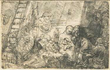 Rembrandt Harmenszoon van Rijn (Leiden 1606 - Amsterdam 1669). Die Beschneidung im Stall.