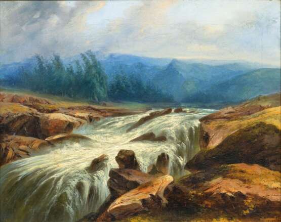 Alexandre Calame (Vevey 1810 - Mentone 1864). Wasserfall. - Foto 1