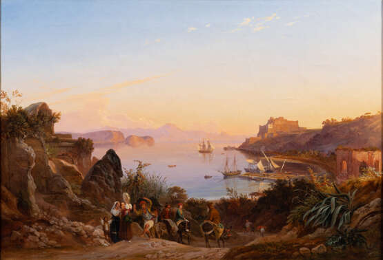 Carl Wilhelm Götzloff (Dresden 1799 - Neapel 1866), auch Götzlof. Am Golf von Neapel. - Foto 1