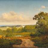 Anton Edvard Kieldrup (Hadersleben 1826 - Kopenhagen 1869). Aussicht von Fortunen auf den Dyrehaven bei Kopenhagen, im Hintergrund der Öresund. - фото 1