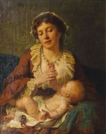 Friedrich Adolf Hornemann (Hannover 1813 - Düsseldorf 1890). Mutter und Kind. - Foto 1