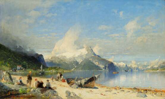 Georg Anton Rasmussen (Stavanger 1842 - Berlin 1914). Am Fjord. - Foto 1
