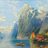 Eilert Adelsteen Normann (Bodö 1848 - Kristiania/Oslo 1918). Postschiff im Fjord. - фото 1