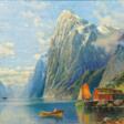 Eilert Adelsteen Normann (Bodö 1848 - Kristiania/Oslo 1918). Postschiff im Fjord. - Prix ​​des enchères