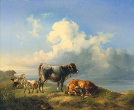 Joseph Heicke (Wien 1811 - Wien 1861). Rinder und Ziegen. - Foto 1