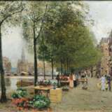 Heinrich Hermanns (Düsseldorf 1862 - Düsseldorf 1942). Blumenmarkt in Amsterdam. - Foto 1