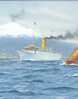 Adolf Bock (Berlin 1890 - Helsingborg 1968). S.S. Meteor in der Straße von Messina.