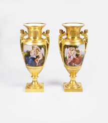 Atelier Céline Parmentier-Jolly tätig um 1843-49. Paar feiner französischer Empire-Vasen.