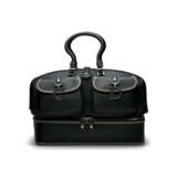 A BLACK CALFSKIN LEATHER VOYAGE BAG WITH SILVER HARDWARE BY JOHN GALLIANO - фото 1