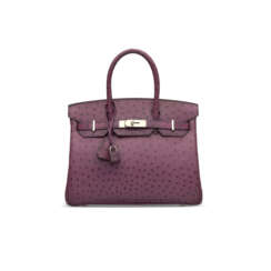A VIOLINE OSTRICH BIRKIN 30 WITH BRUSHED PALLADIUM HARDWARE