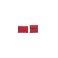 A SET OF TWO: A ROUGE TOMATE EPSOM LEATHER CALVI CARD HOLDER & A ROUGE PIMENT TOGO LEATHER BASTIA COIN PURSE