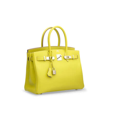 A LIMITED EDITION LIME & GRIS PERLE EPSOM LEATHER CANDY BIRKIN 30 WITH PALLADIUM HARDWARE - фото 2