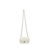 A WHITE QUILTED LAMBSKIN LEATHER MINI SQUARE FLAP BAG WITH LIGHT GOLD HARDWARE - Foto 6