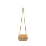 A NUDE QUILTED LAMBSKIN LEATHER MINI SQUARE FLAP BAG WITH LIGHT GOLD HARDWARE - фото 6
