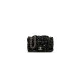 A BLACK LAMBSKIN LEATHER CAMELLIA FLAP BAG WITH SILVER HARDWARE - photo 1