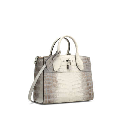 Sold at Auction: Louis Vuitton, A MATTE WHITE HIMALAYA CROCODILE CITY  STEAMER PM WITH HANDBAG