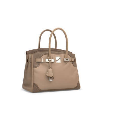 A LIMITED EDITION ARGILE & ÉTOUPE SWIFT LEATHER GHILLIES BIRKIN 30 WITH PALLADIUM HARDWARE - фото 2