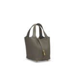 A GRIS MEYER CLÉMENCE LEATHER PICOTIN LOCK 18 WITH GOLD HARDWARE - Foto 2